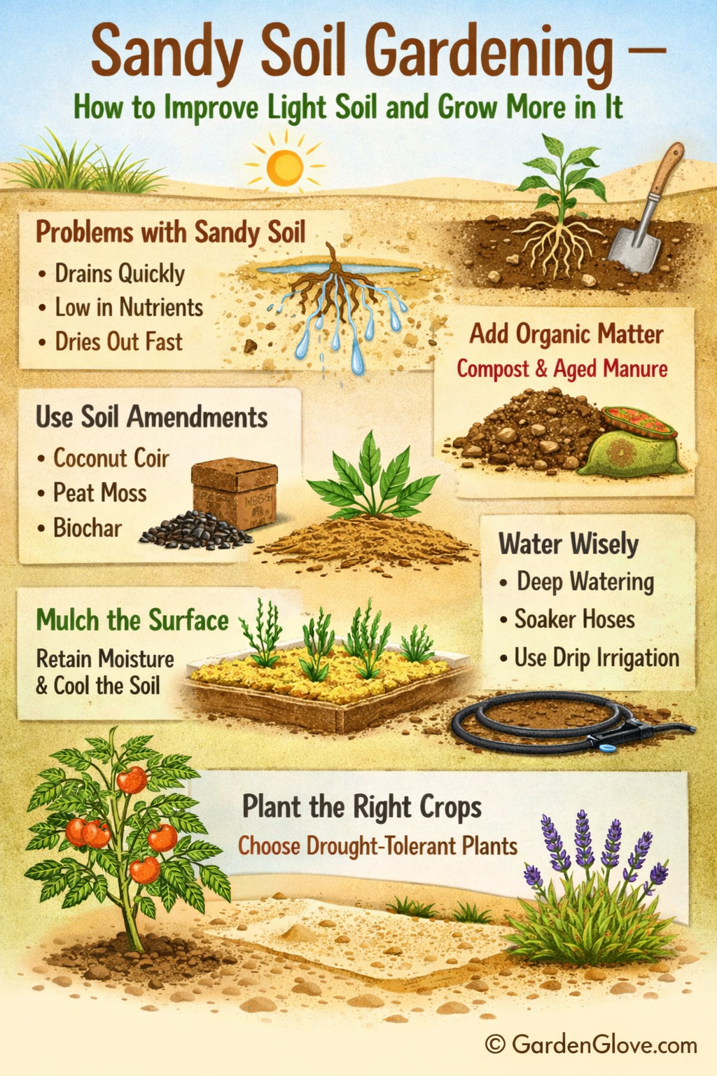 GardenGlove.com sandy soil gardening diagram