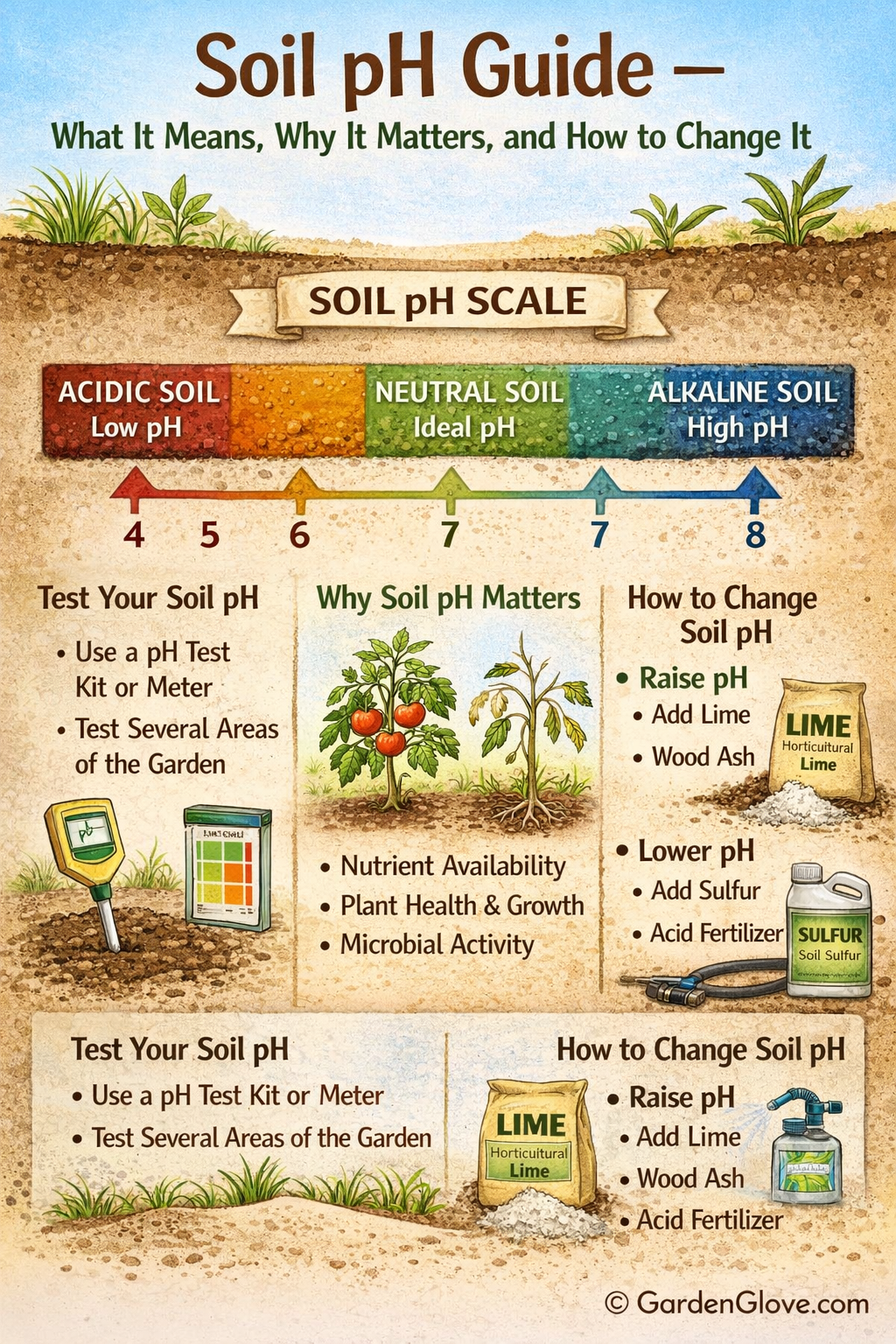 GardenGlove.com soil ph guide diagram