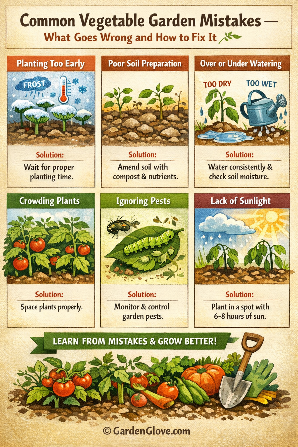 GardenGlove.com common vegetable garden mistakes