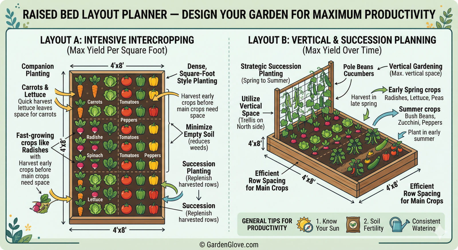 GardenGlove's raised bed layout planner for maximum gardening productivity