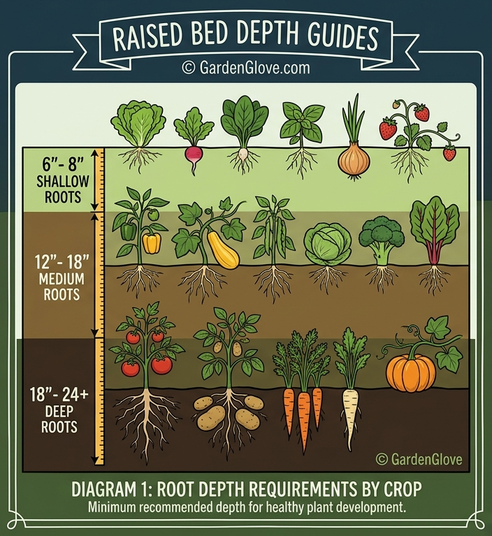 GardenGlove guide to soil depths for raised beds