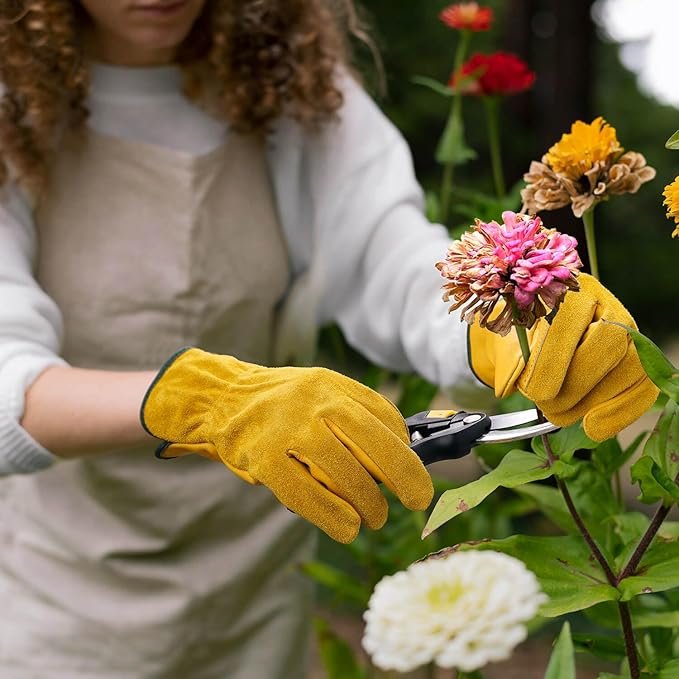 Durable leather garden gloves for heavy digging