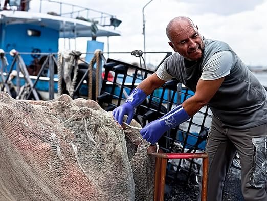 person with showa waterproof gloves