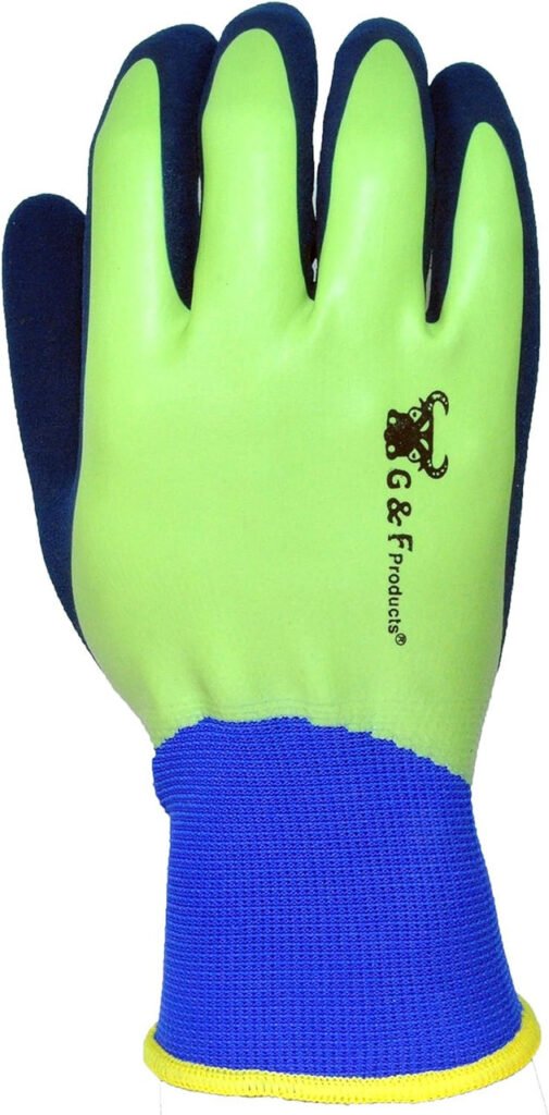 Water droplets on waterproof gardening gloves showing moisture resistance